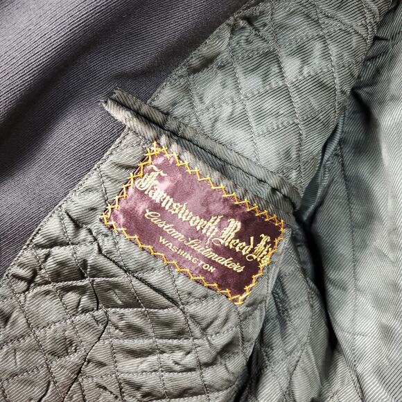 Vintage 1943 Farnsworth Reed Green Military Wool Coat Size 36R Patches - Picture 10 of 12